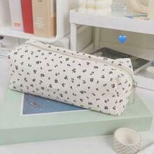 Tempat Pensil Motif Bunga yang Cerah dan Elegan - Terbuat dari Poliester Tahan Lama, Kantong Serbaguna dengan Resleting untuk Mengatur Perlengkapan Kantor, Kosmetik, dan Kebutuhan Kecantikan - Sempurna untuk Sekolah, Kerja, atau Perjalanan 1/2 buah - Putih - View 5