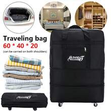 NetHong Men's Large Expandable Foldable Suitcase Collapsible Rolling Travel Luggage Bag,60*40*20cm - Black (small) - View 4