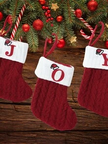 1pc Christmas Knit Monogram Stockings, Small Xmas English Letters Hanging Stockings Socks, Fireplace Decor, Hanging Decor, Christmas Stocking Fillers, Christmas Party Decorations, Party Favors Party Supplies, Christmas Tree Decorations, Christmas Decorations Home, Christmas Decor, Home Decor Room Decor, Christmas Baubles, Christmas Gifts Package, Xmas Decor, 2026 New Year Decor Winter