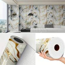 2 Rolls Glossy Marble Effect Self-Adhesive Wallpaper, Full-Coverage Decorative Wall Stickers, Home Renovation Foam Wallpaper, Suitable For Living Rooms, Bathrooms, Kitchens And Dormitories. 40cm*3m / 15.75 Inches*118.11 Inches. - Multicolor - View 7
