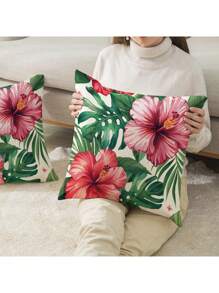 1 Stück/2 Stück floraler dekorativer Kissenbezug, mehrere Blumenmuster, 4 Größen erhältlich, angenehmer Leinenstoff, ohne Füllung, geeignet für Heimdekoration, Wohnzimmer, Zierkissen, Kissenbezug, Sofadekoration, Polsterbezug, weiche Auflage