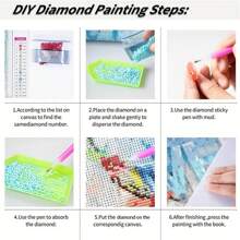 1 pieza Kit de pintura de diamantes DIY, paisaje de río y cabaña, decoración de pared para el hogar, bordado de diamantes de taladro completo, disponible en varios tamaños
