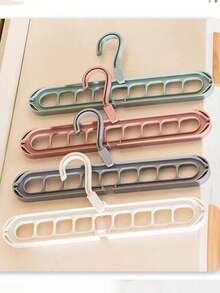 5pcs Random Color Multi-Functional 9-Hole Space Saving Folding Clothes Hanger, Home & Dorm Hanging Rack - Multicolor - View 10