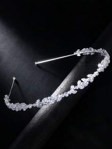 1件新娘奢华水晶叶子发箍，时尚优雅的派对发饰，婚礼发饰 - 銀色 - 查看 3
