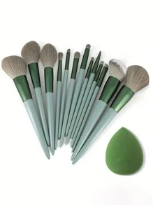 Juego de 13 piezas de brochas de maquillaje suaves y esponjosas con esponja de maquillaje para cosméticos, base, colorete, polvos, sombras de ojos, Kabuki, mezcla y herramienta de belleza
