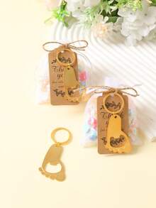 10件套可爱金色脚印开瓶器套装，含薄纱袋，适合婴儿派对，脚印金属钥匙扣开瓶器，含薄纱袋和感谢卡，婴儿派对家居装饰礼品，可爱脚印图案性别揭晓派对纪念品装饰，婴儿派对回礼，性别揭晓派对回礼，婴儿派对装饰 - 金色腳丫 - 查看 8