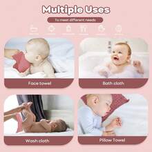 12pcs 20x10 Inch/12x12 Inch Muslin Baby Washcloths 100% O-Rganic Cotton,Baby Stuff,Baby Christmas Gift,Face Towels Wash Cloths For Baby Soft And Absorbent Baby Wipes (Gradient Pink),Burp Cloths Baby Girl,Muslin Burp Cloths,Six Middle School Pink - 彩色 - 查看 9