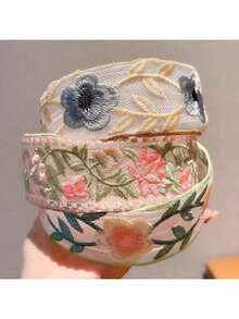 1/2/3 件女士优雅百搭刺绣花朵头带，适合日常使用，居家、学校、海滩、工作、派对、节日、生日、返校、新年、情人节、母亲节、婚礼、音乐节、毕业典礼、头饰 - 彩色 - 查看 10