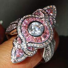 Sparkling Luxury . Creative Pink  Channel Set Rings - Couple Promise Rings For Wedding, Engagement & Eternity - Anniversary, Birthstone Gifts For Men & Women On Romantic Holidays - Hồng - Xem 5
