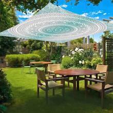 1 件户外加厚防水防晒渐变绿波西米亚图案户外花园庭院遮阳篷沙滩帐篷，含绳索