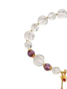 [VE] 1pc High-Quality S925 Sterling Silver Natural White Crystal Bracelet With Purple Phantom Quartz Crystal, Minimalist Fashion & Lucky Charm. Protective For Family Love, Suitable For Self, Bestie, Girlfriend, Mother. Random Jewel Color - Bracelet - View 4