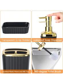 3/6pcs Luxury Bathroom Accessory Set, Includes Soap Dish, Toothbrush Holder, And More, Suitable For Home Bathroom Decor, Bathroom Accessories, Bathroom Storage, Autumn Decor And Back To School - Multicolor - View 13