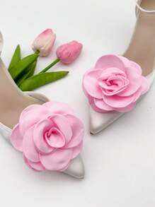 2pcs Elegant Fabric Rose Decorative Shoe Clips - Perfect For Weddings, Bridal Parties And High Heels
