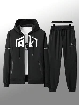 Nouveau style américain, 2 pièces/set survêtement décontracté composé d'un Sweat-shirt à capuche et d'un pantalon de jogging, pour le printemps et l'automne