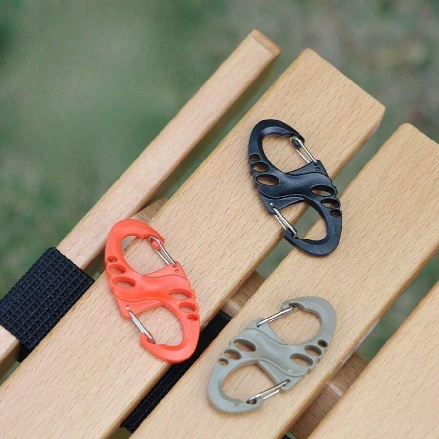 Tactical Outdoor Equipment, Plastic Steel Lightweight Hollow S-Shaped Buckle 8-Shaped Buckle, Mountaineering Backpack Quick Hanging Mountaineering Buckle Keychain