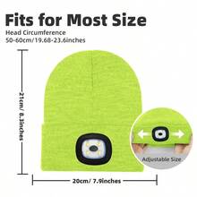 3Light Modes Knitted Hat With LED Light USB Charging Style Breathable Soft And Highly Stretchable Suitable For Cold And Windproof Nights In Autumn And Winter Same Style For Men And Women For Fishing Skiing And Running(200MAH)