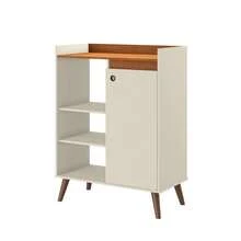 Miguel Compact Sideboard With 1 Door And 3 Shelves – Multipurpose Sideboard For Living Room, Kitchen Or Coffee Corner – Various Colors - 米色 - 查看 5