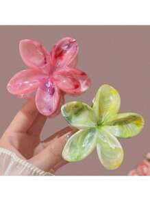 12pcs/Pack Big Size 3.14 Inch Dopamine Tie-Dye Daisy Flower Hair Clips, Sweet Floral Crown Barrettes For Ponytail/Bun