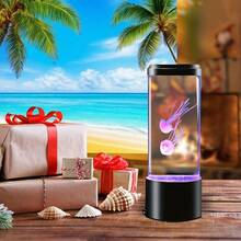 7 色变色 LED 水母灯，电动水族馆海洋夜灯，USB/电池供电桌面装饰照明，适用于客厅、卧室、家居、节日礼物 - 不含电池