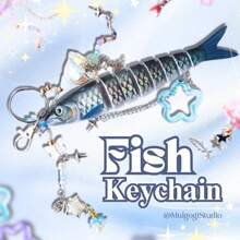 1 件鱼钥匙扣 - 渔夫钓鱼创意诱饵钥匙扣母亲节父亲节礼物汽车配件可爱哥特 Y2k 包挂绳带身份证夹汽车配件包饰圣诞节