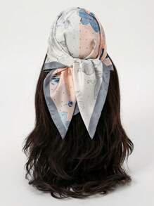 1 pieza Pañuelo cuadrado con estampado de cachemira para mujer, accesorio de moda adecuado para uso diario como diadema, corbata, pañuelo para el cuello con aspecto de seda