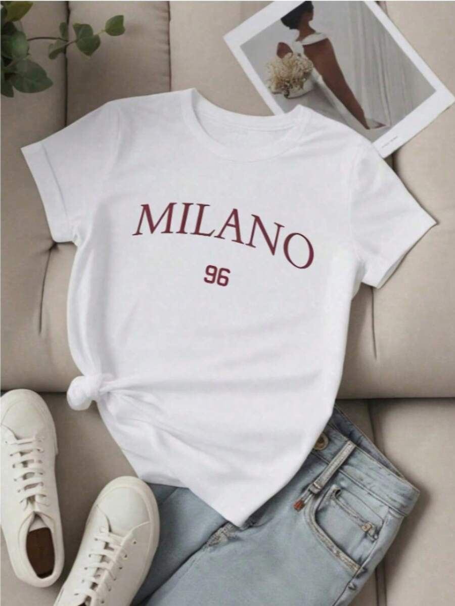 Playera tshirt mujer estampada arcoiris Casual casa Diario - Rojo y blanco - Ver 1