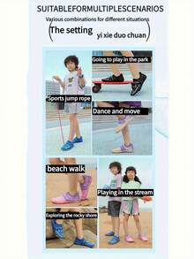 1 Pair Summer New Kids' Aqua Shoes, Stripe Print Breathable Mesh Quick-Drying, Boys Beach Swimming Shoes, Low-Top Hook And Loop Rubber Sole Anti-Slip Outdoor Cycling Shoes, Lightweight Indoor Yoga, Skipping, Running Trainers - Black - View 3