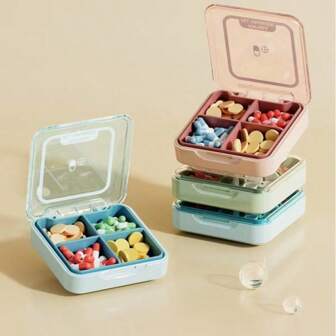 1pc Portable Sealed Dust-Proof Portable Mini Package Medicine Box, With Visible Box Body At A Glance, High Aesthetic Artistic Color Matching, Three Color Optional Embellishment For Daily Life, Always Caring For Your Health.