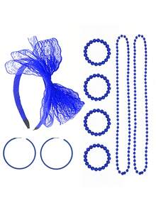 Forever & Moment 8 件套 80 年代女士服装配饰套装仿珍珠项链手链圆形耳环蕾丝蝴蝶结发带婚礼化妆舞会节日装饰礼物万圣节 - 多色 - 查看 14