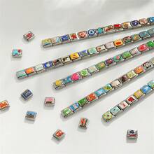 100 件 DIY 不锈钢手链 5/108/18/30/36 件随机意大利风格手链套装，多个吊坠穿孔工具，9 毫米模块化吊坠手链链接手工制作的 DIY 珠宝 - 彩色 - 查看 5