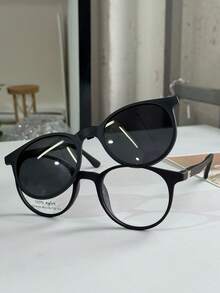 Children's Glasses Frame For Boys Clip-On 2 In 1 Round Polarized Lens 1019 - 黑色 - 查看 3