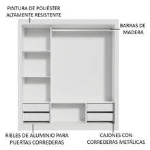 Ropero Closet con 3 Puertas Madesa Lyon Plus 01 Color Blanco - Blanco - Ver 7