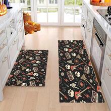 1 buc. Covoraș cu design de craniu, moale și durabil, covoraș antiderapant din poliester, potrivit pentru sufragerie, dormitor, cameră de jocuri și baie, Halloween