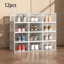 Household Dust-Proof Storage Shoe Box Transparent Thickened PP Plastic Flip Box Foldable Dormitory Moisture-Proof Shoe Cabinet - Nhiều màu - Xem 9