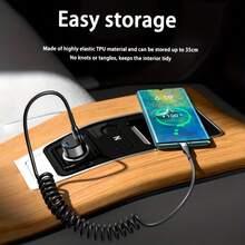 5A 66W USB 转 Type-C 快充数据线，兼容华为、荣耀、OPPO、VIVO、Realme 等手机充电器配件，车载 USB 充电线，弹簧伸缩式 USB-C 数据线，最大拉伸长度 150cm/59.06 英寸，66W 5A USB Type-C 快充数据线，弹簧伸缩式数据线 - 彩色 - 查看 4