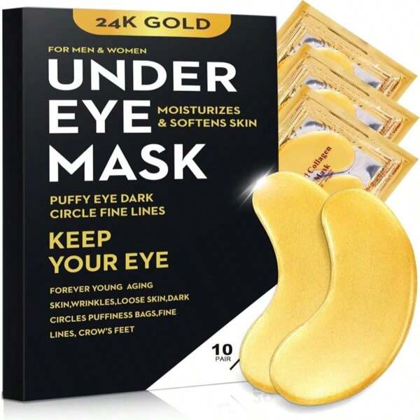 100Pcs_50Pairs Under Eye Patches Gold For Dark Circles, Puffy Eyes, And Wrinkles, 24K Gold Eye Mask For Face, Eye Cream For Men And Women…