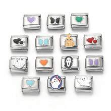 100 Pieces DIY Stainless Steel Bracelet 5/108/18/30/36 Pieces Random Italian Style Bracelet Sets, Multiple Pendants Piercing Tools, 9 Mm Modular Pendant Bracelet Link Handcrafted DIY Jewelry / Factory Direct - Multicolor - View 3