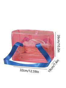 Solid Color, Foldable, Suitable For Swimming And Fitness, Also For Bathroom Toy Storage, Lightweight, Large Capacity, Portable Mesh Beach Bag, Perfect For Family Trips, Vacations, Vacations, Beaches, Camping And Hiking Schoolbags, Large Capacity, Portable, Suitable For Teen Girls And College Students, Perfect For Returning To School, College, Junior High School And Senior High School