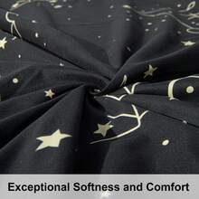 Black Microfiber Comforter Set – Starry Night Pattern, Soft And Wrinkle-Free - màu đen - Xem 4