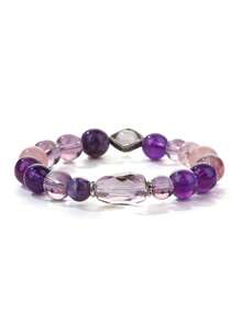 [VE] 1pc High-Quality S925 Sterling Silver Natural Amethyst Bracelet With Pink Quartz, Calming Emotion, Transfer Of Fortune, Suitable For Self, Best Friend, Girlfriend/Boyfriend, Mother. Color Of Jewelry May Be Random. - Bracelet - View 2