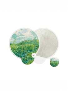 1pc,Oil Painting Floral Mini Foldable Fan - Elegant Portable Compact Lightweight Handheld Fan With Reflective Surface, Fabric Material & Botanical Art For Summer, Home Decor, Gift