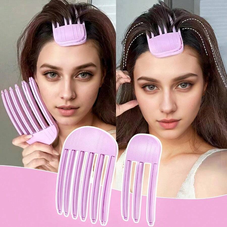 [JUN CAN]Volumizing Hair Clips For Women Hair Volume Clip Styling Tools Volumizing Comb For Fluffy Bangs Clips For Root Lift Hair Styling Tools - 粉色 - 查看 1