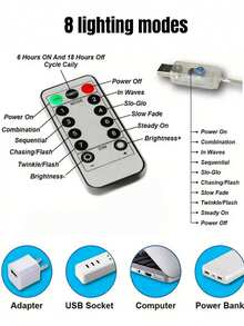 USB Copper Wire Light String -8 Modes, USB Power Supply With Remote Control, String Light Decoration, Suitable For Weddings, Christmas, Bedrooms, Birthdays, Home Decoration -50/100/200/300 LED (Warm White/White/Color)