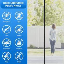 1 Stück extra großer magnetischer Fliegenschutz, schwarz-Netz dekorativer Insektenschutz Vorhang, atmungsaktiv, Sommer Schlafzimmer/Küche/Terrasse Abdeckung, selbstschließendes magnetisches Fliegengitter, moderne Heimdekoration