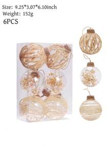 6个透明圣诞球装饰品，金色防碎圣诞球装饰品套装，适用于圣诞树、家居、办公室装饰、圣诞派对、婚礼礼物、家居装饰、房间装饰、圣诞礼物等。 - 彩色 - 查看 9