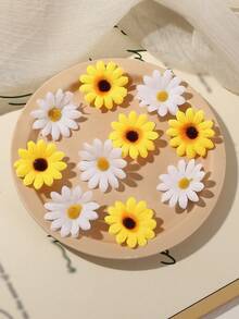 10 件波西米亚风格女孩迷你雏菊花发夹，甜美休闲发夹适合日常生活、海滩、旅行