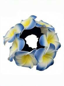 1pc New Girls Faux Foam Flower Hair Scrunchie,Hawaii Daisy Flower Elastic Hair Ties, Suitable For Bun, High Ponytail, Ponytail Holders, Hair Elastics, Hair Rubber Bands, Hair Bobbles