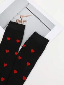 1/2 Pairs Girl's Cute Heart Knitted Thigh High Socks, Spring & Autumn - Multicolor - View 6