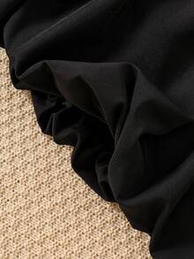 女童两件套：白色长袖卫衣（胸前蝴蝶结装饰）+黑色薄纱裙，袖口蝴蝶结装饰，可爱公主风，适合日常穿着，返校 - 白色 - 查看 9