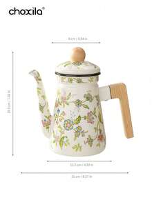 choxila إبريق قهوة مطلي بالمينا بنمط زهري، سعة 1.2 لتر كبيرة مع مقبض وفوهة ضيقة، مناسب للمواقد الكهربائية/الغاز، مثالي لتحضير القهوة أو الشاي، ضروري للعودة إلى الموسم المدرسي - وعاء القهوة - مشاهدة 16